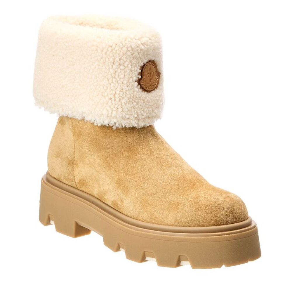 Moncler Aurea Mid Suede & Shearling Boot, Brown